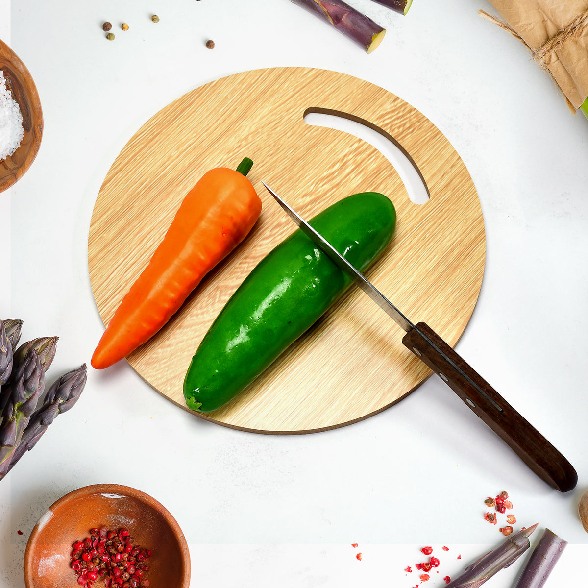 7123 Wooden Round Chopping Board For Chopping Fruit Vegetable