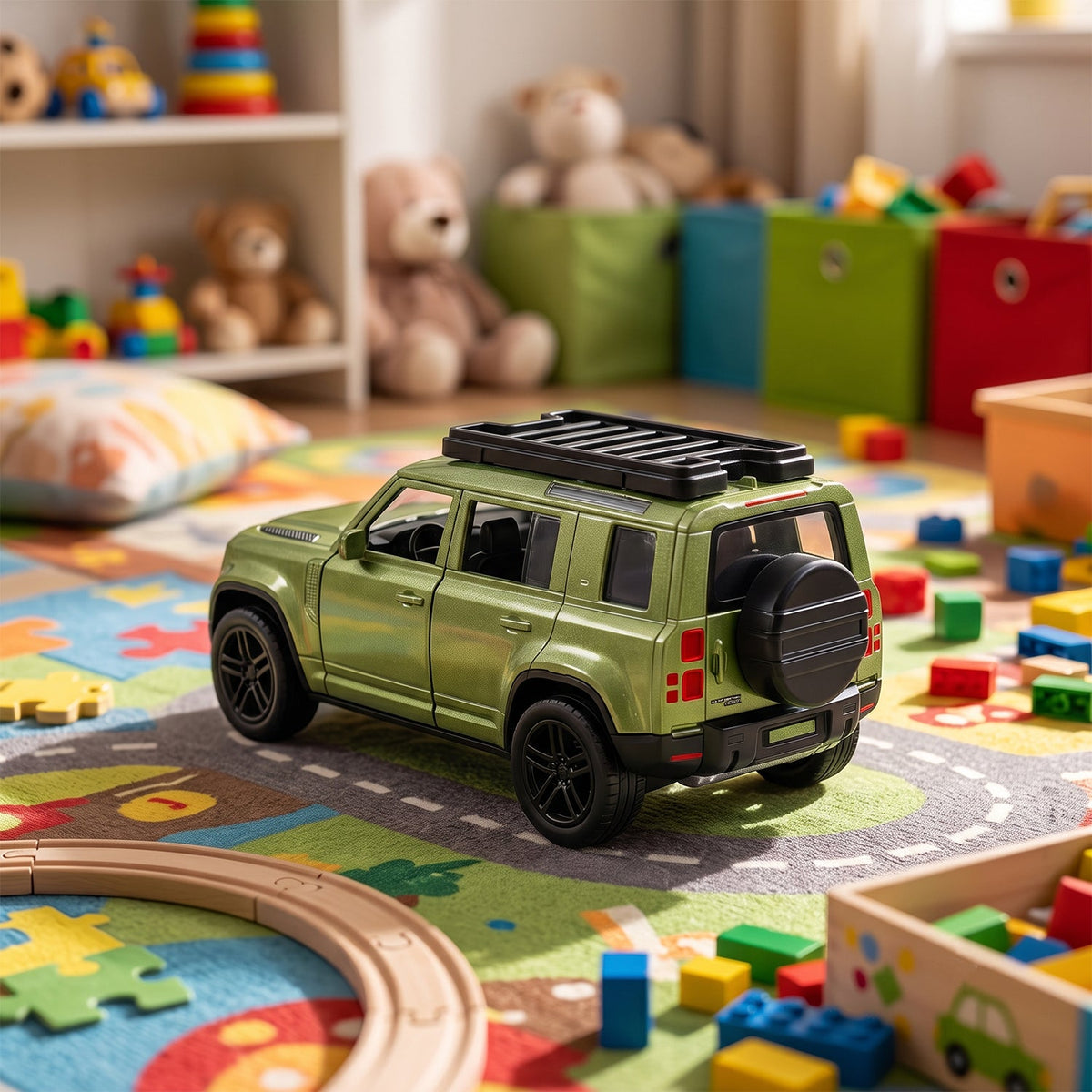 Die Cast Metal Pullback Suv Toy Car With Opening Doors And Roof Rack (1 Pc)