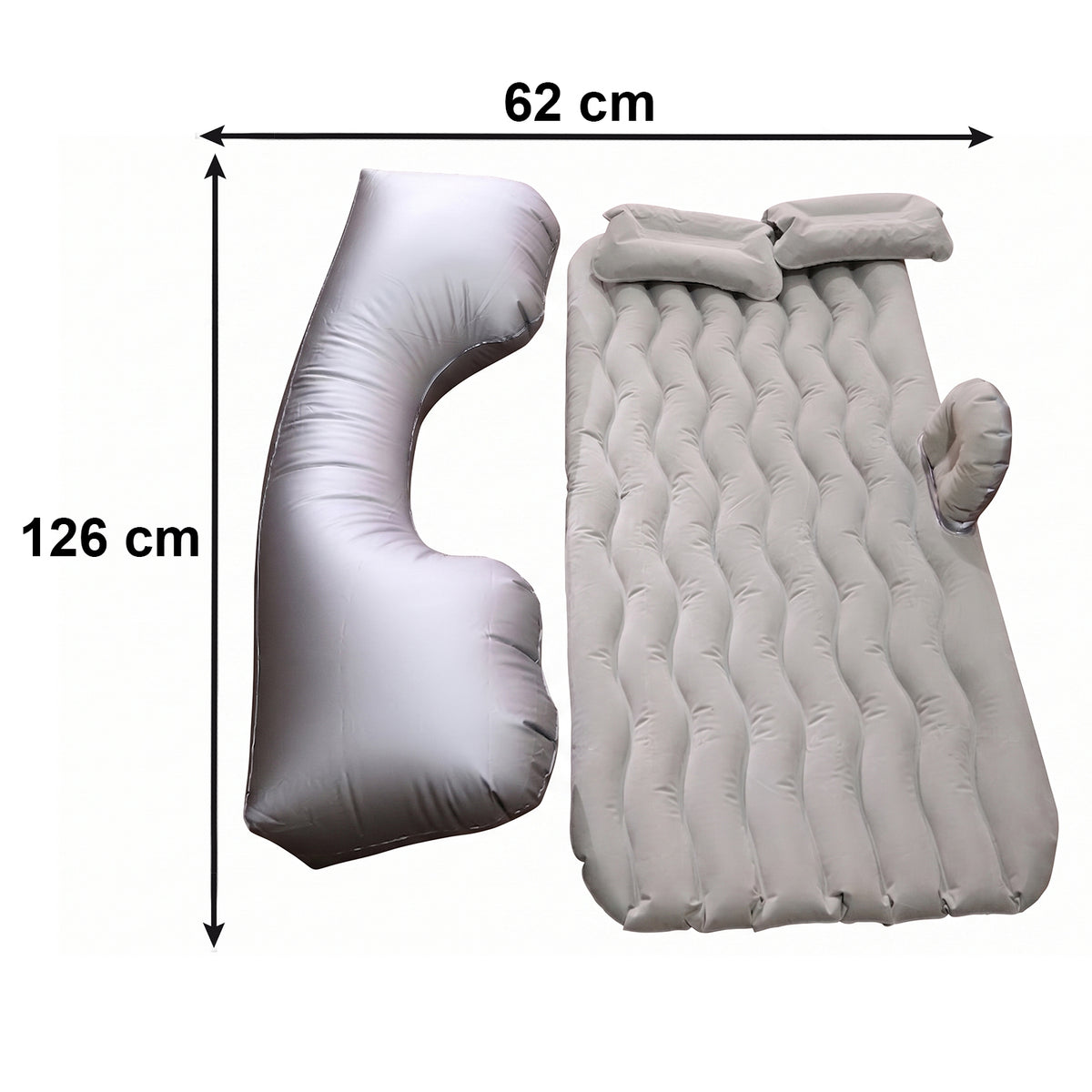 Portable Car Air Mattress Bed Set With Pump Pillows Inflatable (Grey)