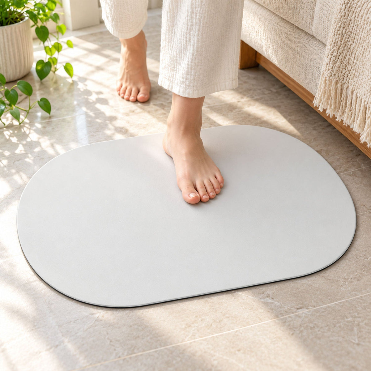 Decorative Rounded Floor Mat With Textured Surface For Home (1 Pc 60x40 Cm)