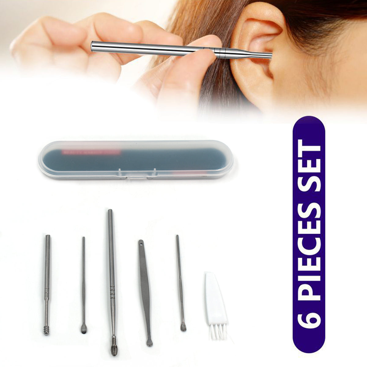 6314 6pcs Earwax Removal Kit Ear Cleansing Tool Set Ear Curette Ear Wax Remover Tool
