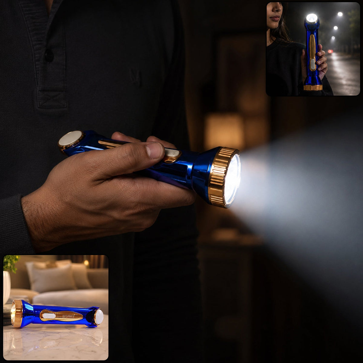 Usb Rechargeable 2-in-1 Led Flashlight With Soft Lamp For Emergency Use (1 Pc)