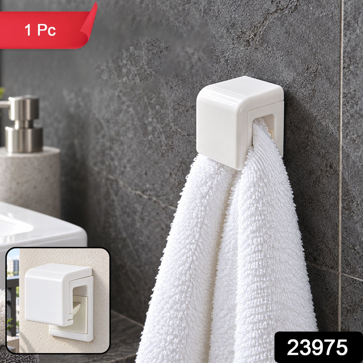 Plastic Wall Mounted Push Type Towel Holder For Bathroom Kitchen And Home Uses