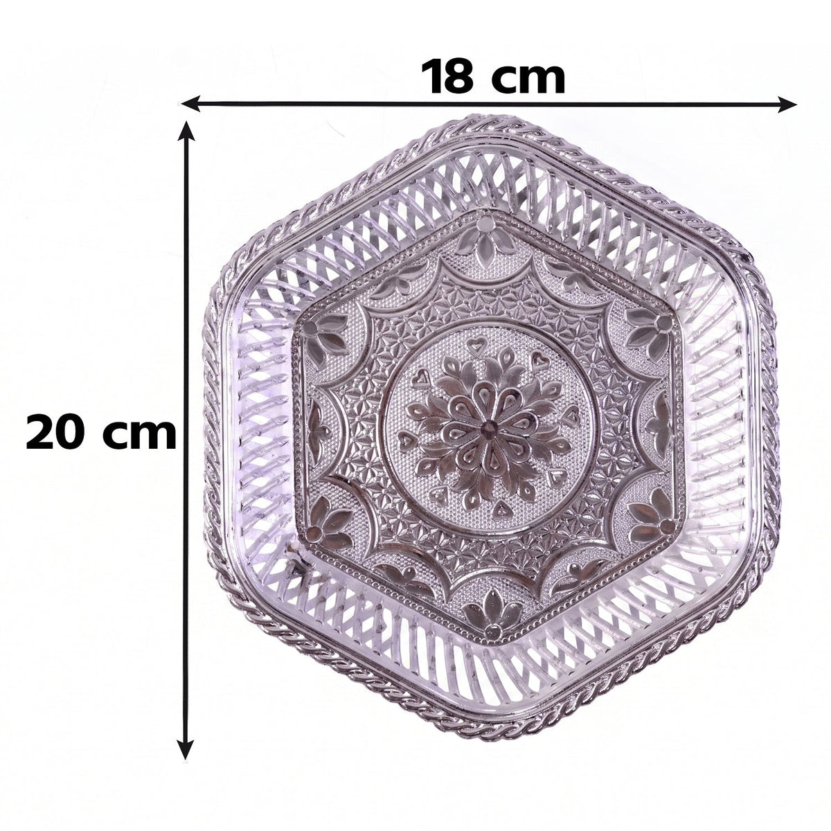Decorative Silver Serving Tray Traditional Embossed Floral Design