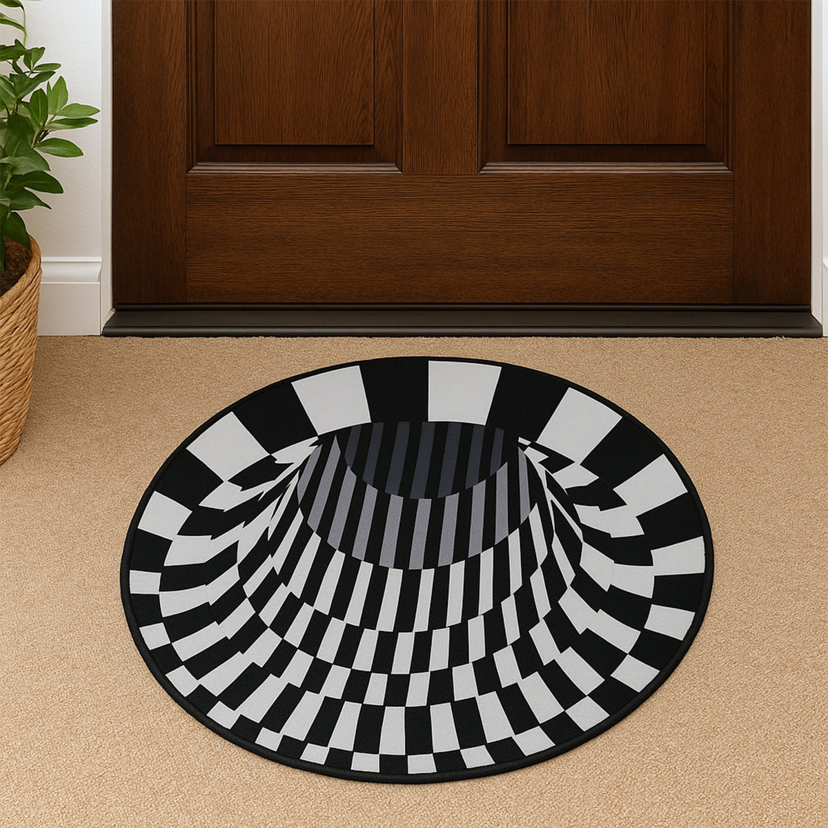 3d Space Round Carpet Floor Mat Non-woven Doormat (60 Cm)