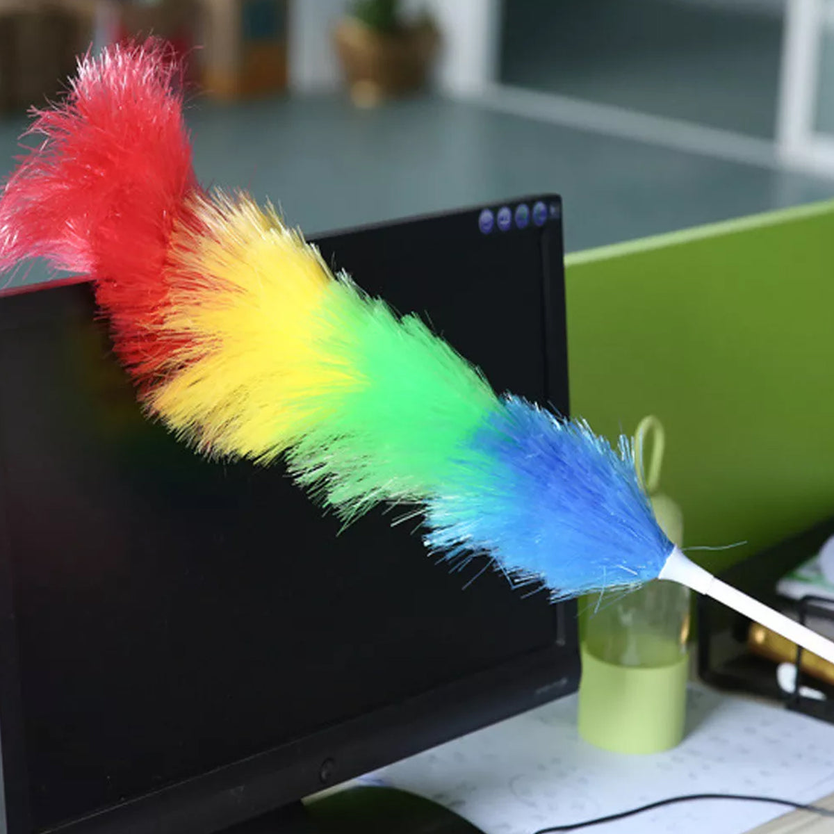 6321 Colorful Feather Duster Microfiber Duster For Cleaning Dusting Stick Dusting Brush