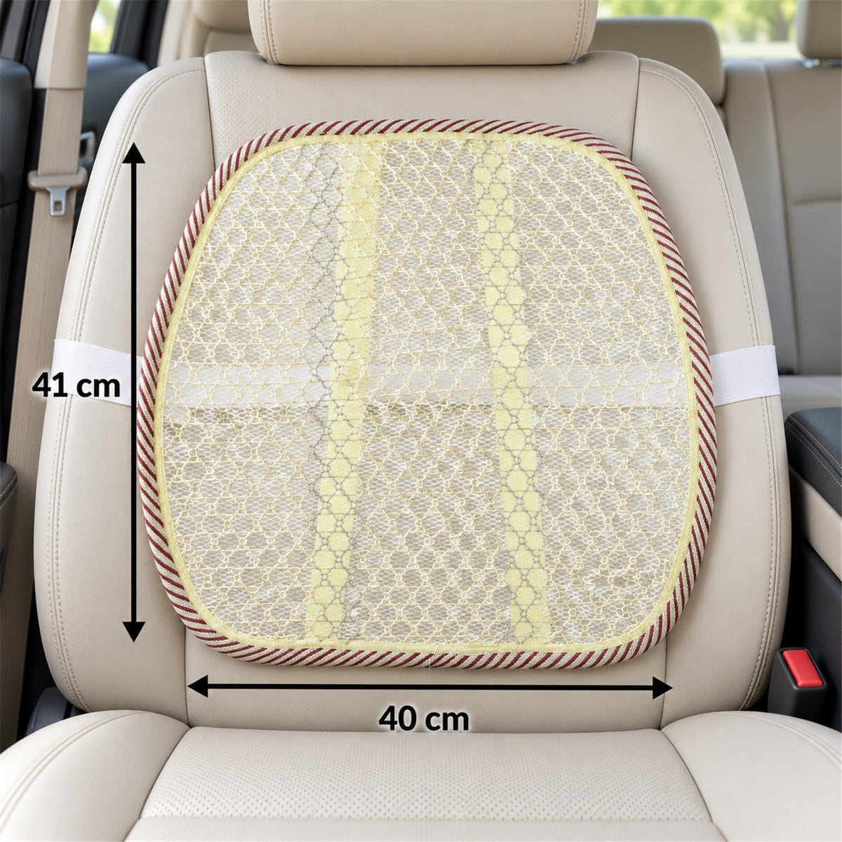 Car Seat Mesh Back Support With Curved Frame Elastic Strap Backrest (1 Pc)