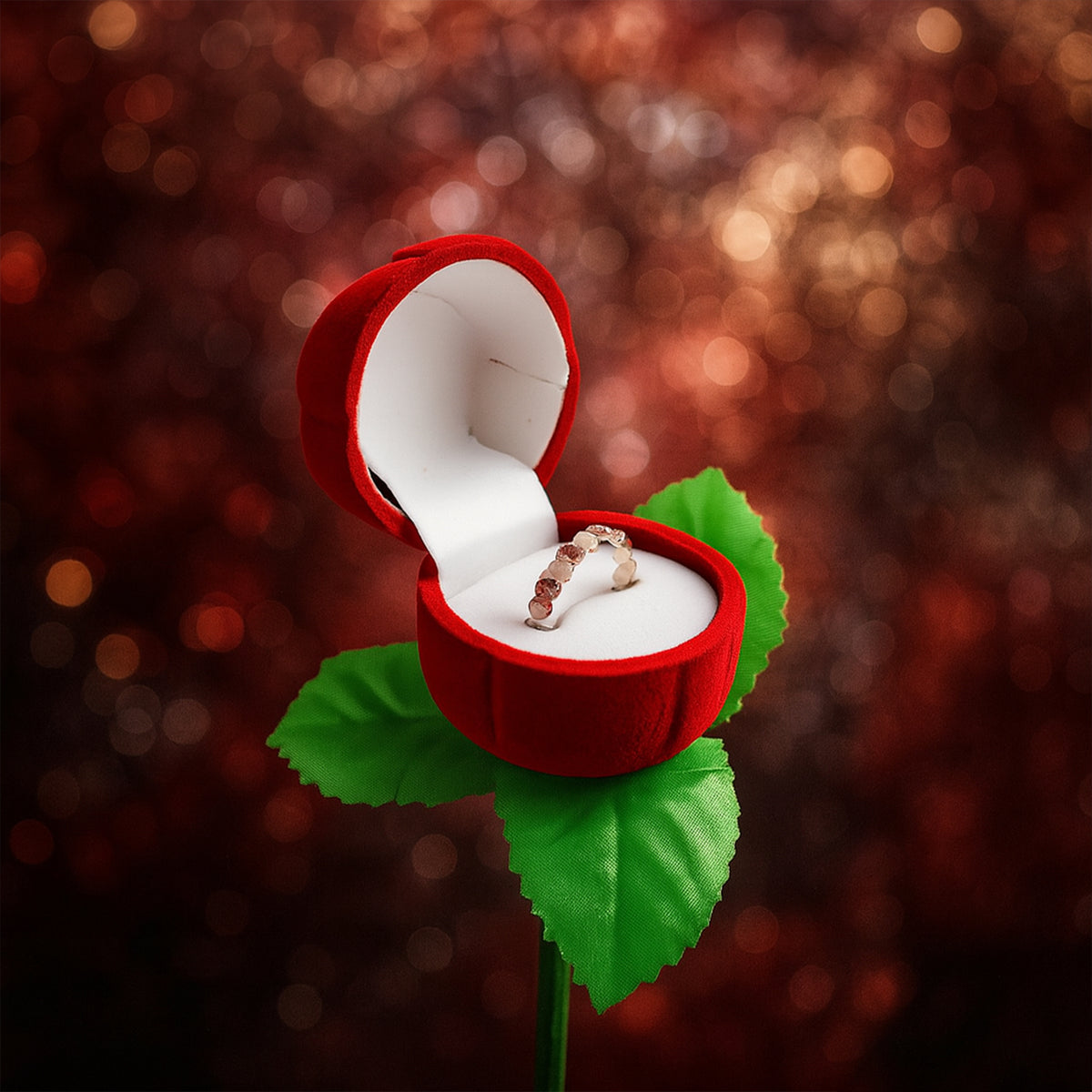 Artificial Rose Flower Shaped Jewelry Ring Box (1 Pc)