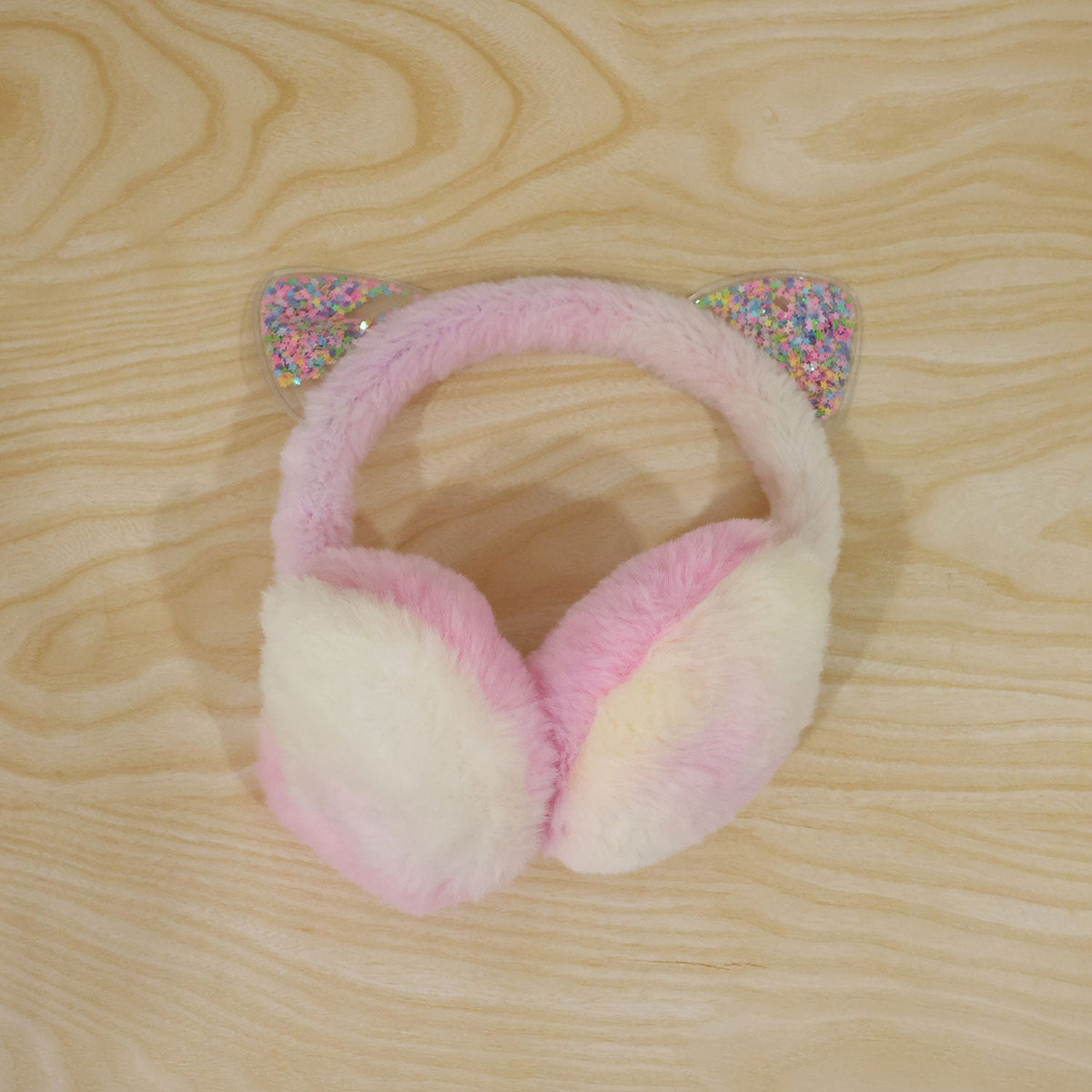 Winter Warm Plush Ear Muffs With Sparkling Cat Ears And Soft Pads (1 Pc)