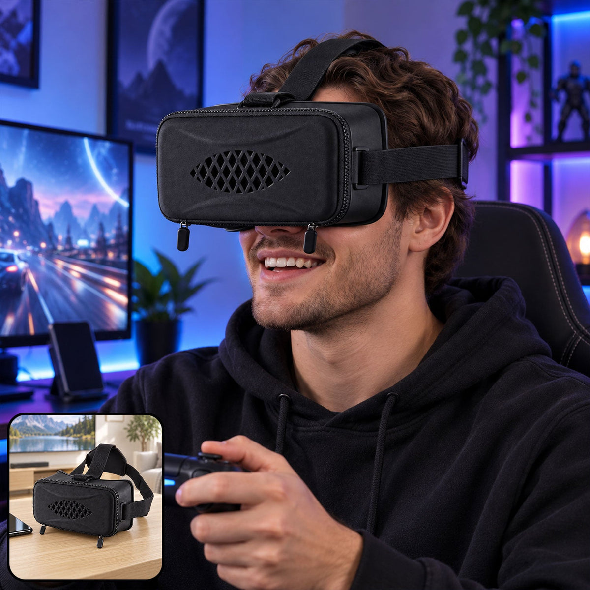 3d Virtual Reality Smartphone Headset With Focus Control And With Belt (1 Pc)