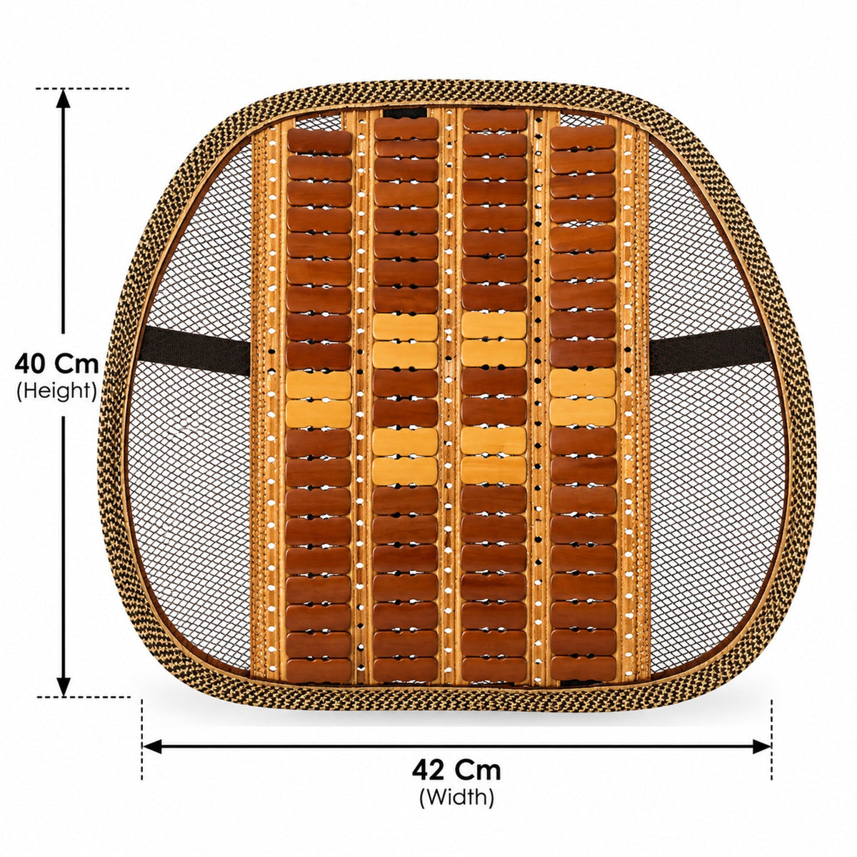 Car Seat Mesh Back Support With Wooden Bead Panel For Office Chairs (1 Pc)