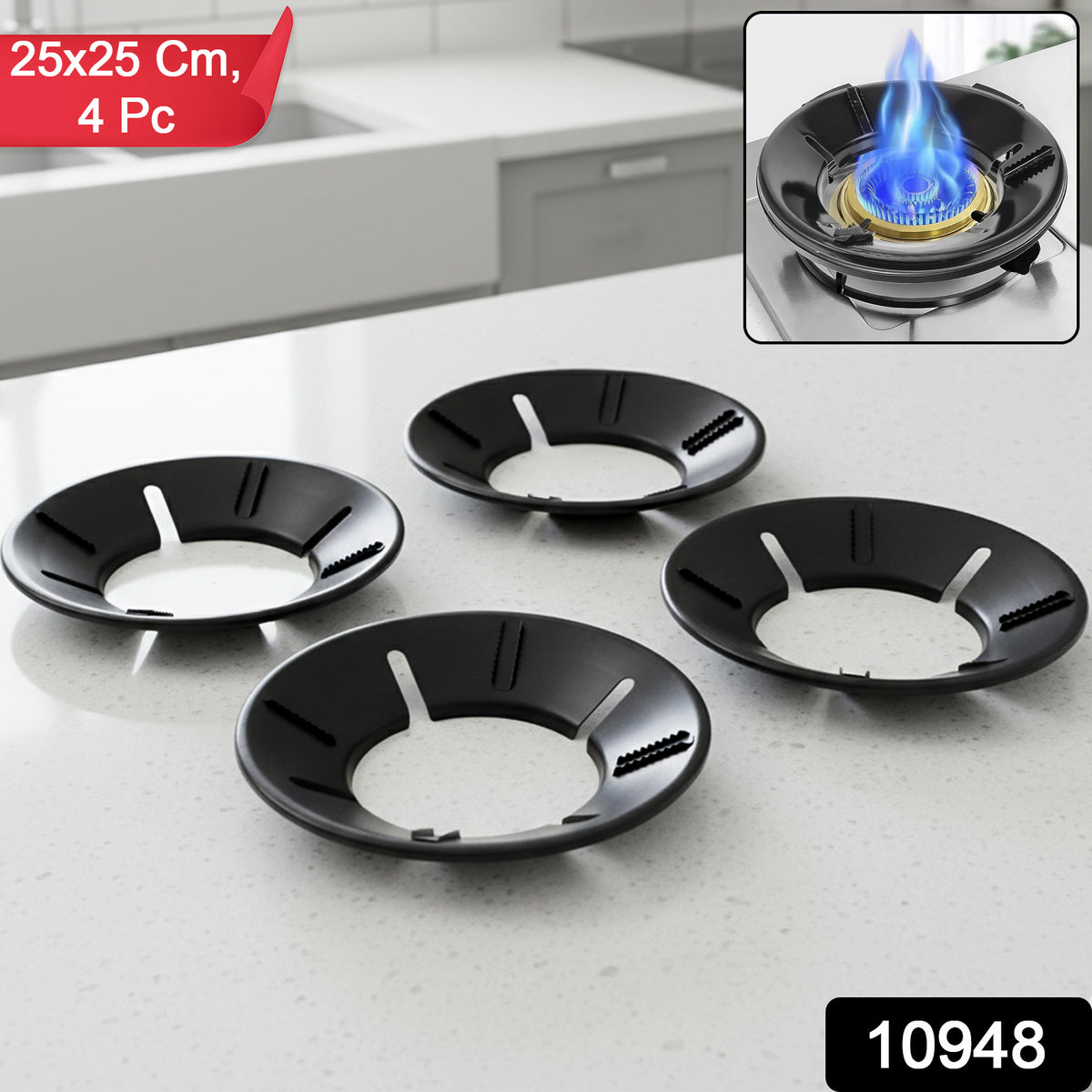 Gas Stove Flame Protector Ring (25 X 25 Cm 4 Pc)