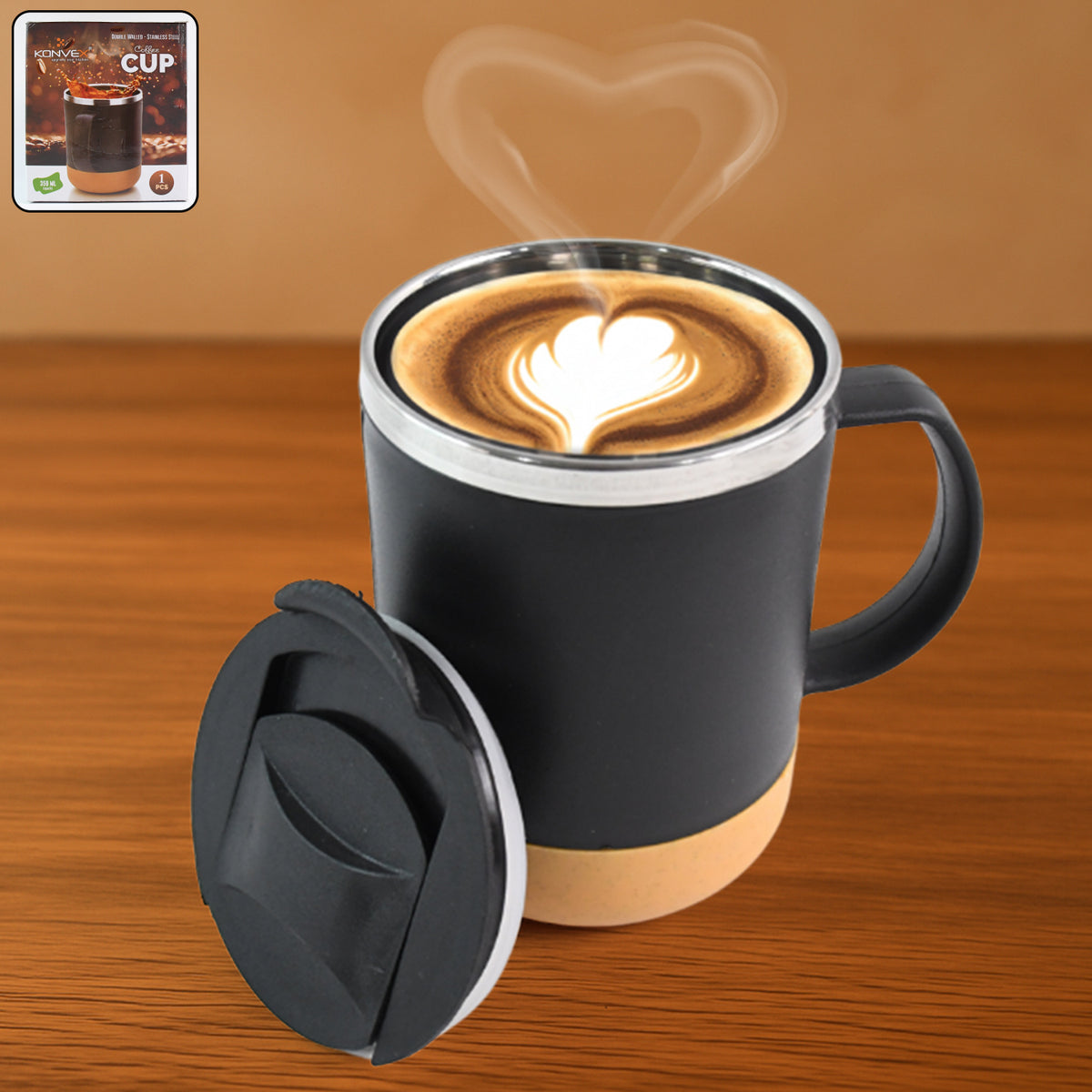 Insulated Coffee Mug With Spill-proof Lid (Approx 350ml 1 Pc)