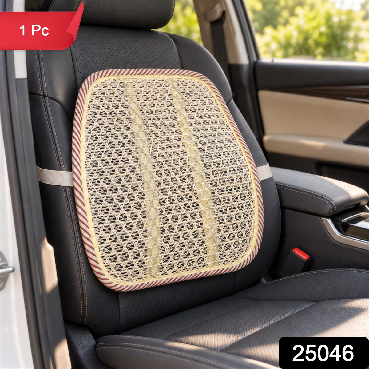 Car Seat Mesh Back Support With Curved Frame Elastic Strap Backrest (1 Pc)