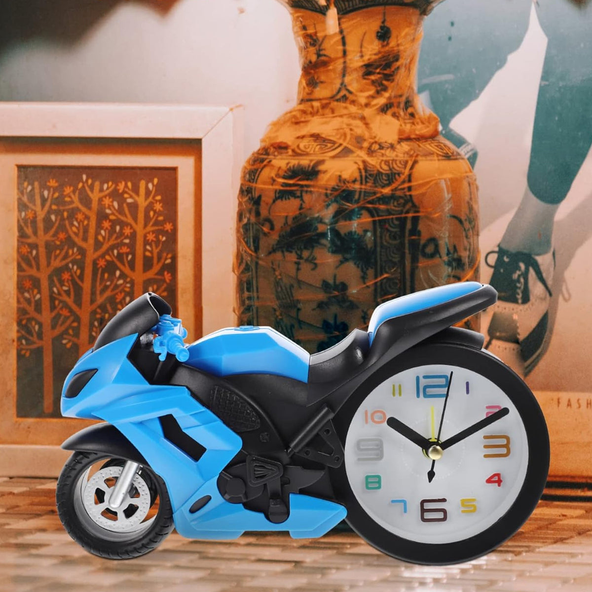 17639 Fashioned Alarm Clock Novelty Retro Motorcycle Motorbike Engine Style Clocks Alarm Clock Desktop Decoration Kids Gift