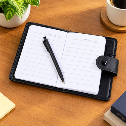 Lined Pocket Notebook Diary With Pen And Snap Closure (1 Pc 12 X 8 Cm)