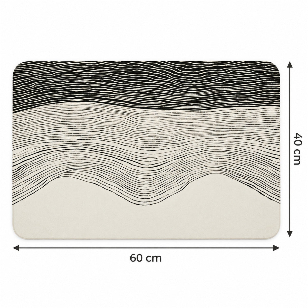 Absorbent Bathroom Mat Abstract Wave Line Print Quick Dry Mat (1 Pc 60x40 Cm)