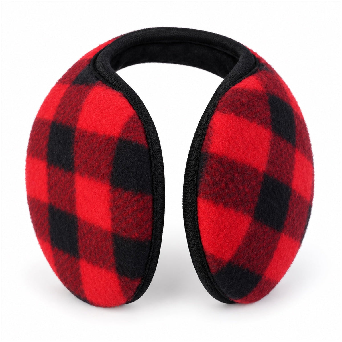 Check Pattern Winter Warm Ear Muffs With Behind Neck Band For Daily Use (1 Pc)