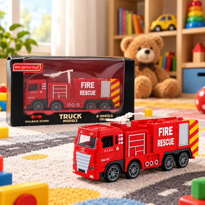 Pullback Fire Rescue Truck Toy With Movable Nozzle For Kids Indoor Play (1 Pc)