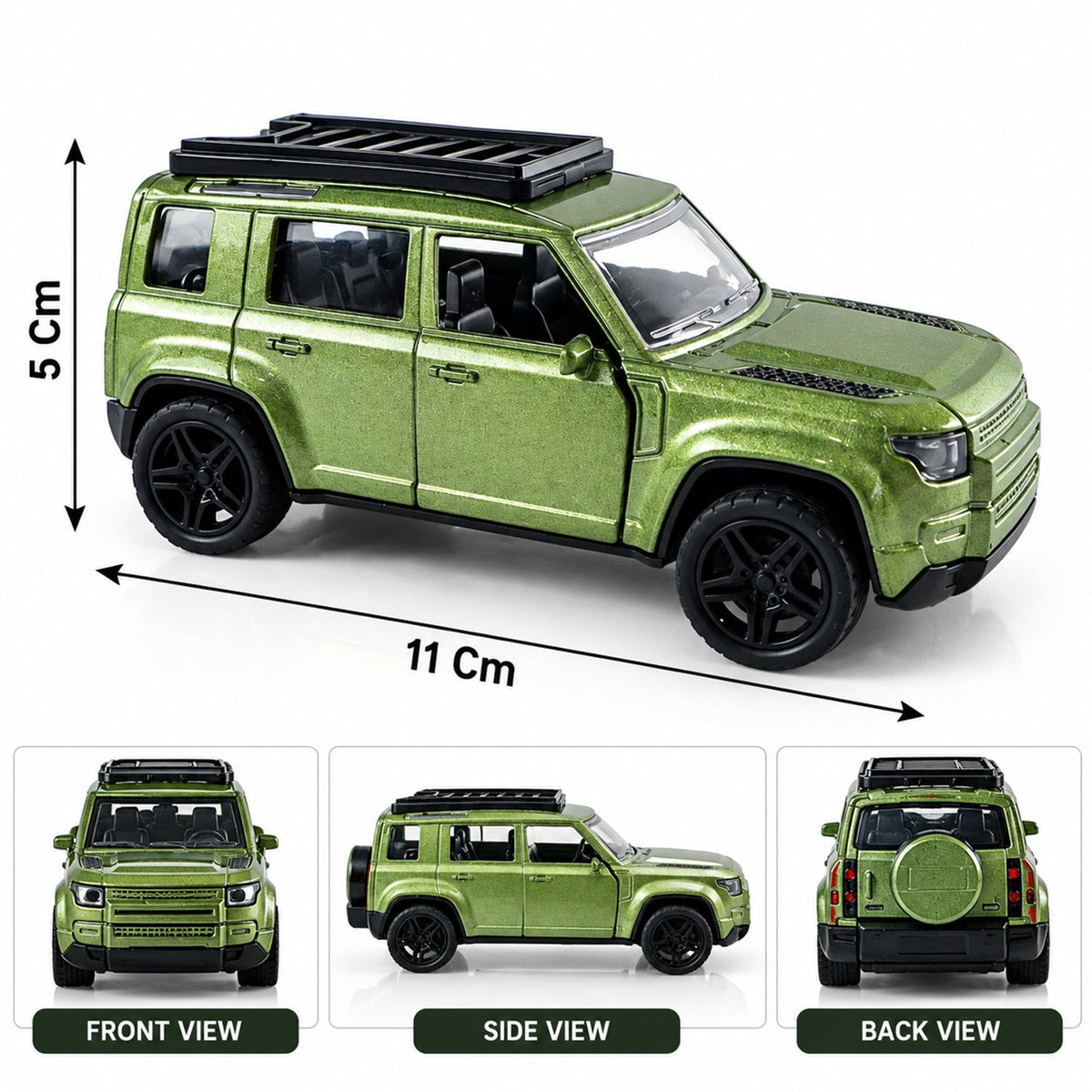 Die Cast Metal Pullback Suv Toy Car With Opening Doors And Roof Rack (1 Pc)