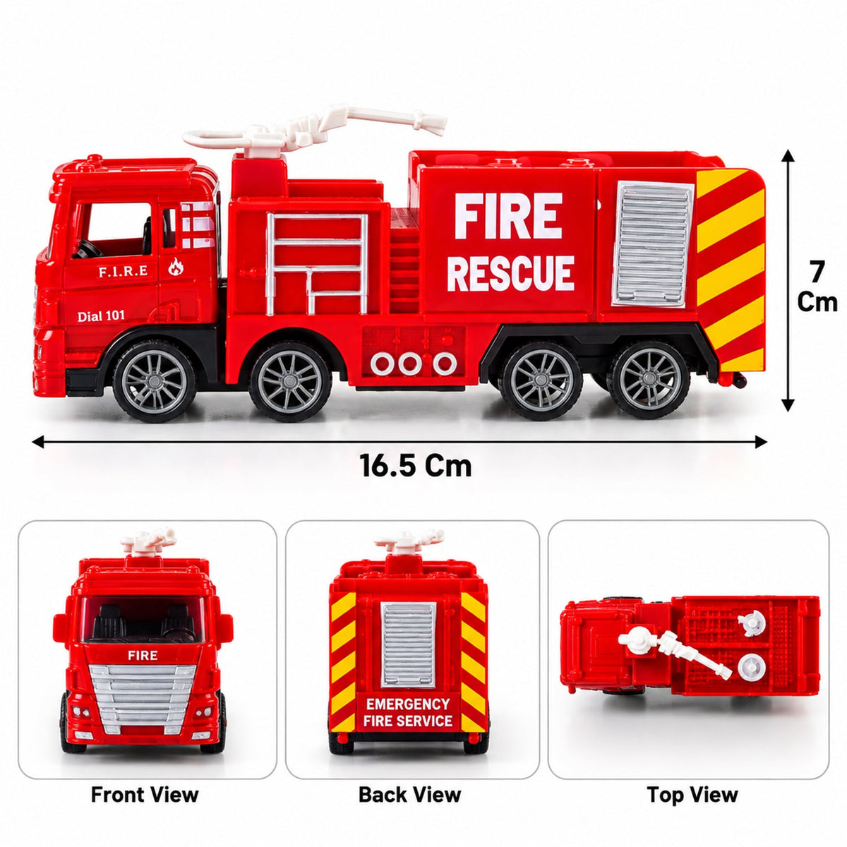 Pullback Fire Rescue Truck Toy With Movable Nozzle For Kids Indoor Play (1 Pc)