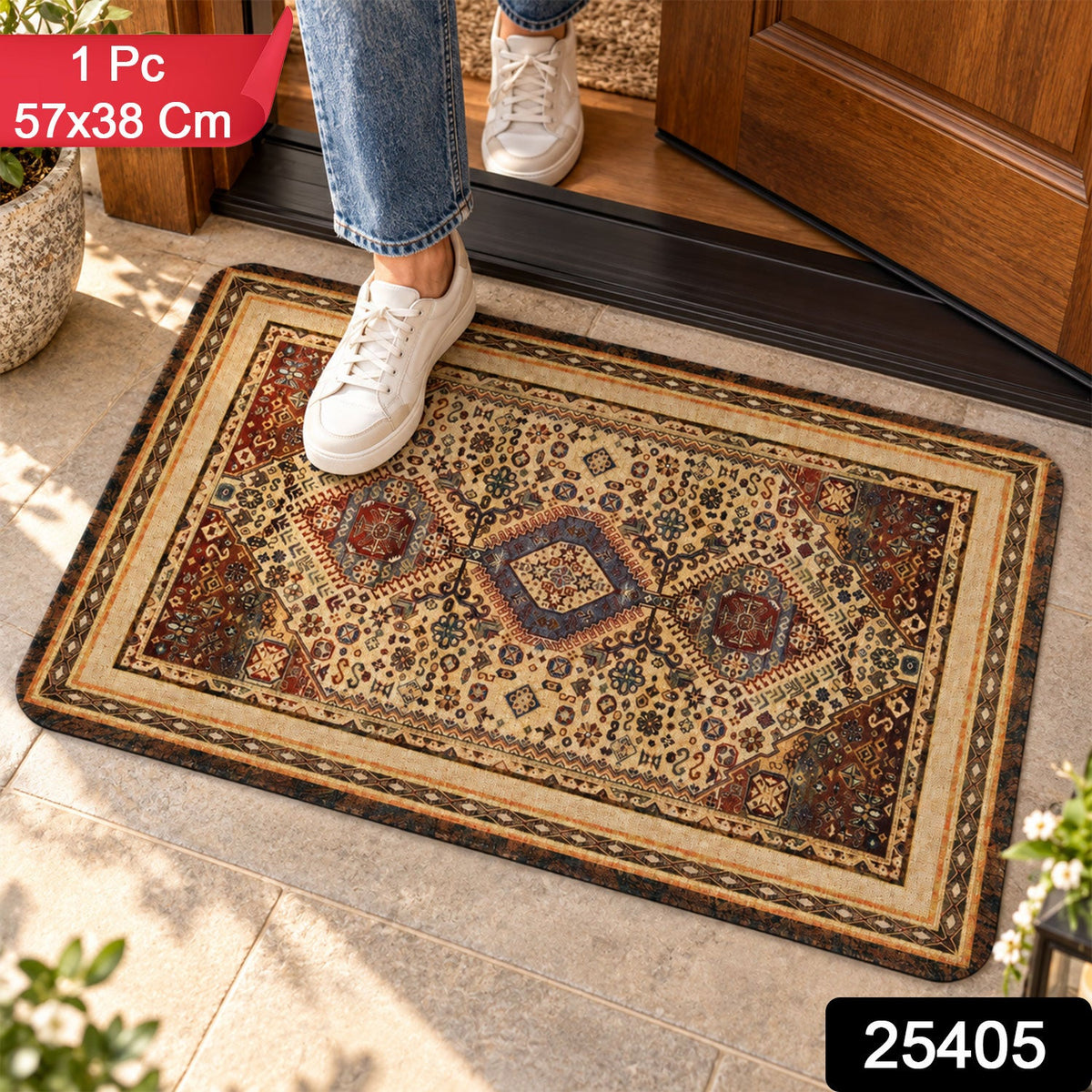 Traditional Print Decorative Floor Mat For Home Entryways (1 Pc 57x38 Cm)