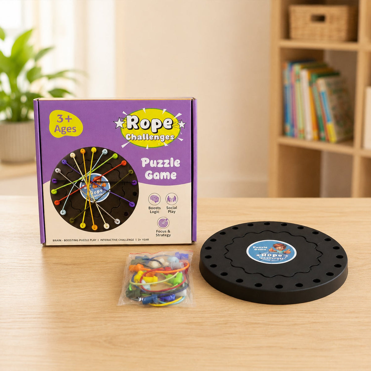 Kids Rope Challenge Puzzle Board Game For Logic Focus And Problem Solving Skills