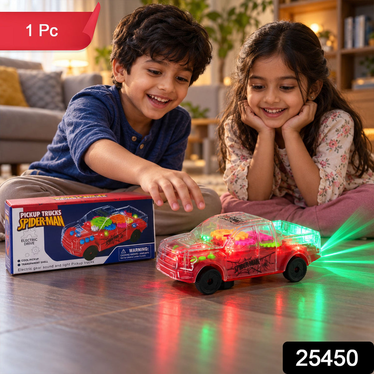 Transparent Gear Toy Car With Lights And Sound For Kids Indoor Play (1 Pc)