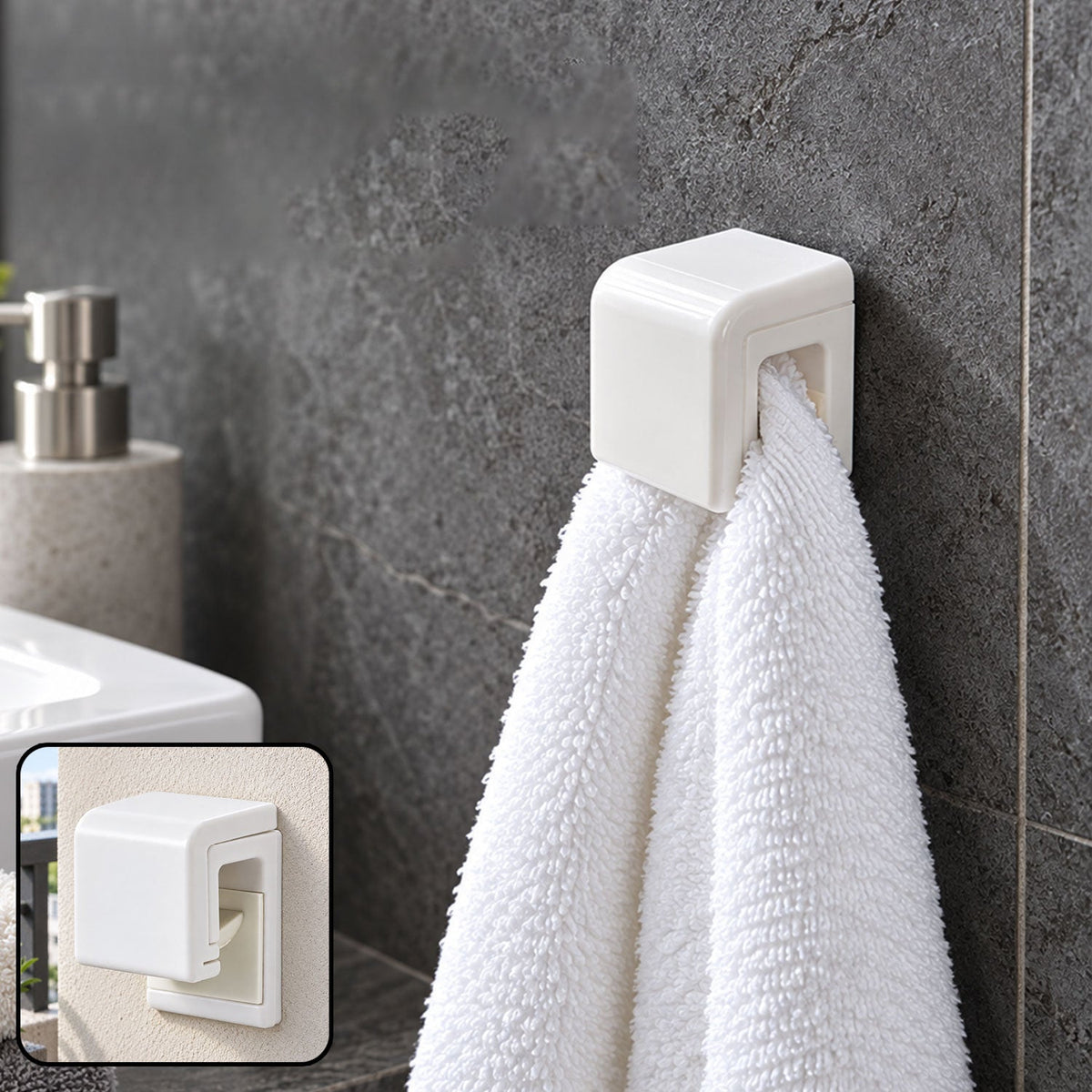Plastic Wall Mounted Push Type Towel Holder For Bathroom Kitchen And Home Uses