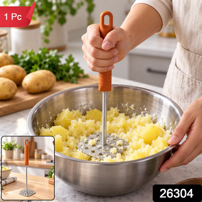 Stainless Steel Potato Masher With Plastic Handle For Pav Bhaji And Vegetables (1 Pc)