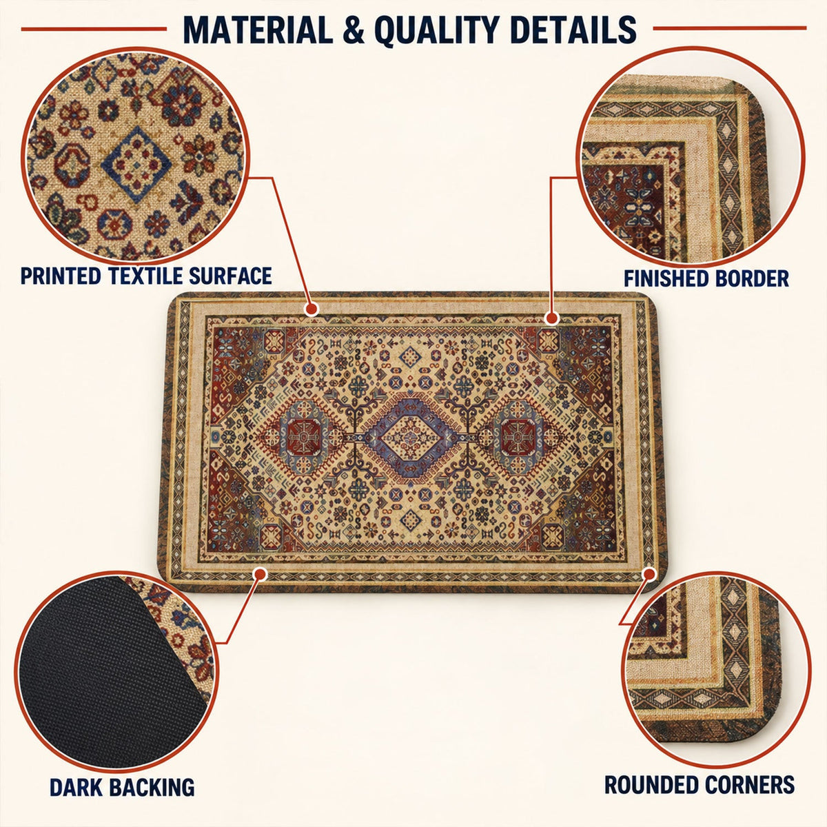 Traditional Print Decorative Floor Mat For Home Entryways (1 Pc 57x38 Cm)