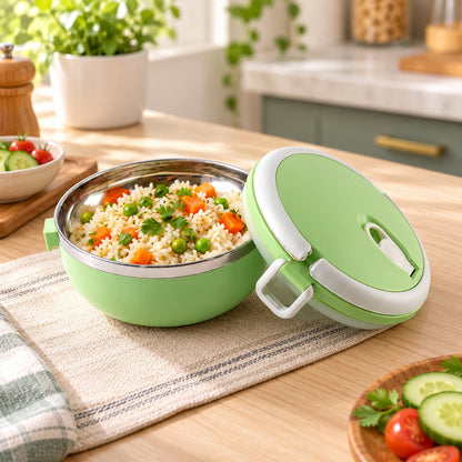 Single Layer Stainless Steel Inner Lunch Box With Carry Handle (700 Ml)