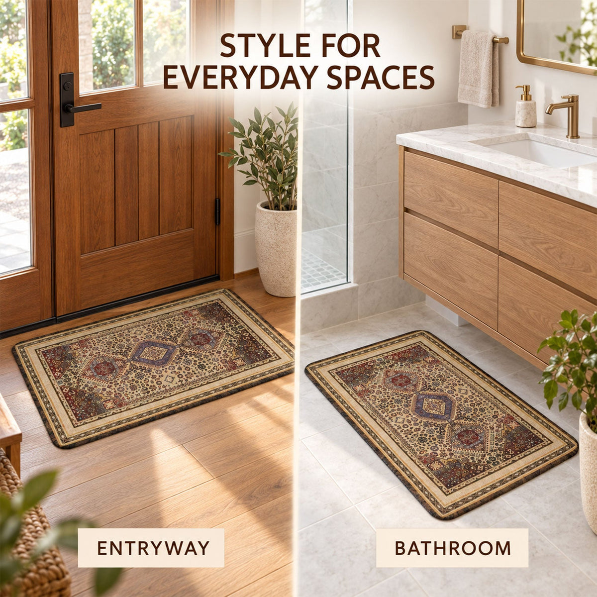 Traditional Print Decorative Floor Mat For Home Entryways (1 Pc 57x38 Cm)