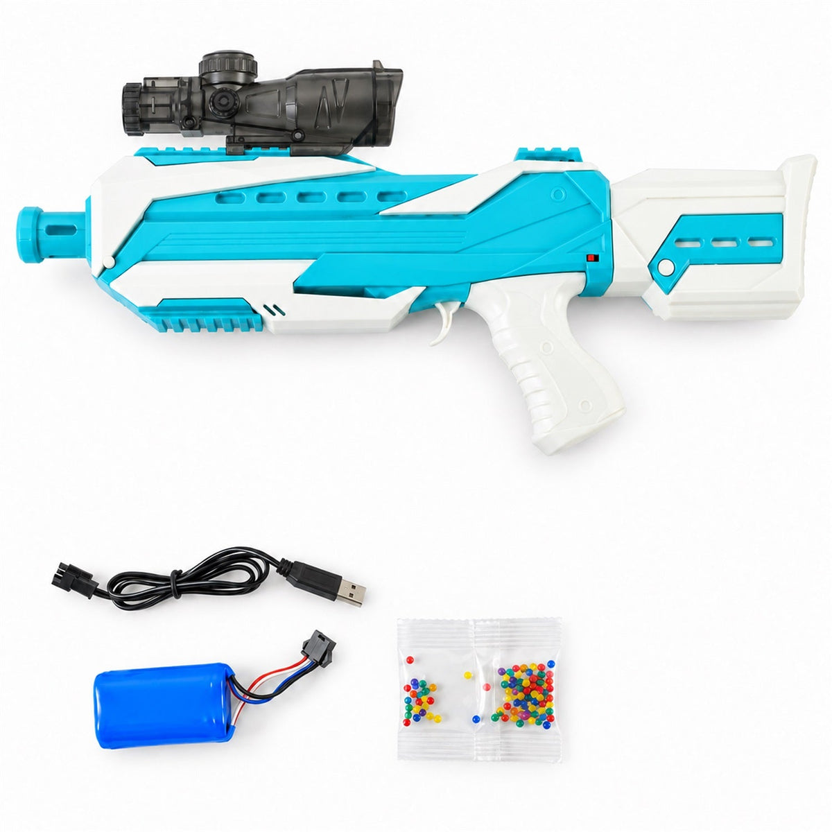 Electric Toy Gel Blaster With Battery Pack Usb Cable And Gel Bead Pack (1 Set)