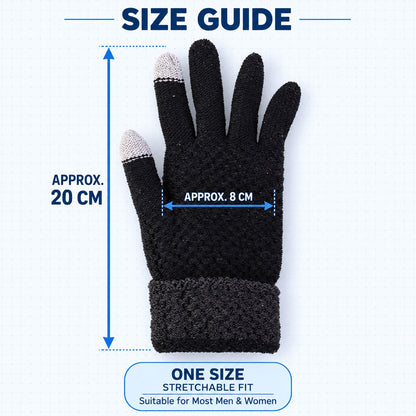 Touch Screen Winter Gloves With Stretchable Knit Fabric And Folded Cuffs (1 Pair)