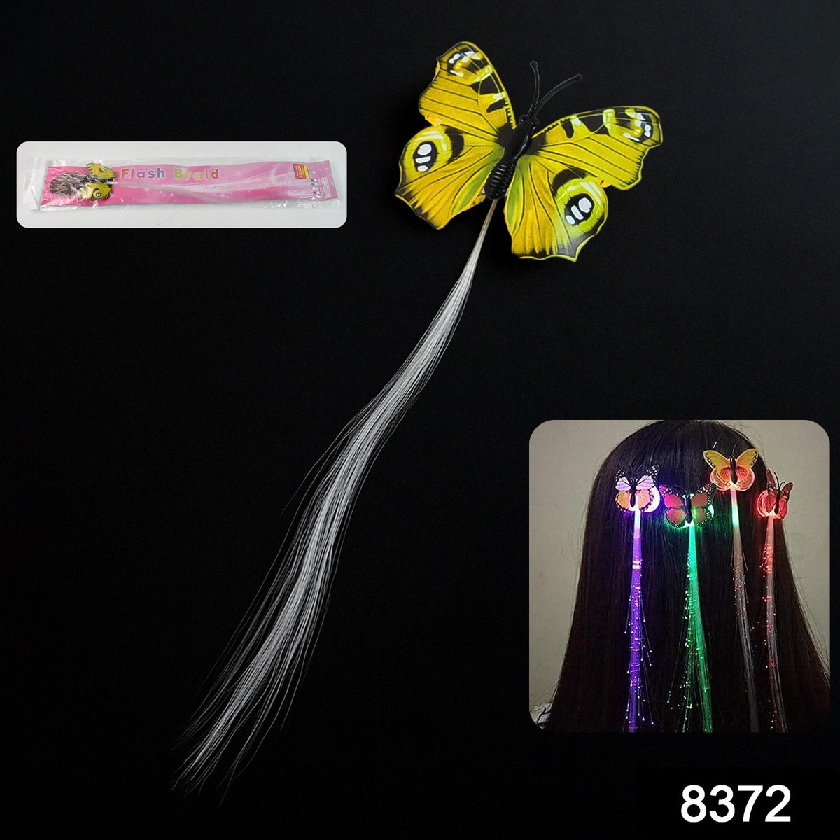 Led Butterfly Hair Braid Clip (Mix Color 1 Pc)