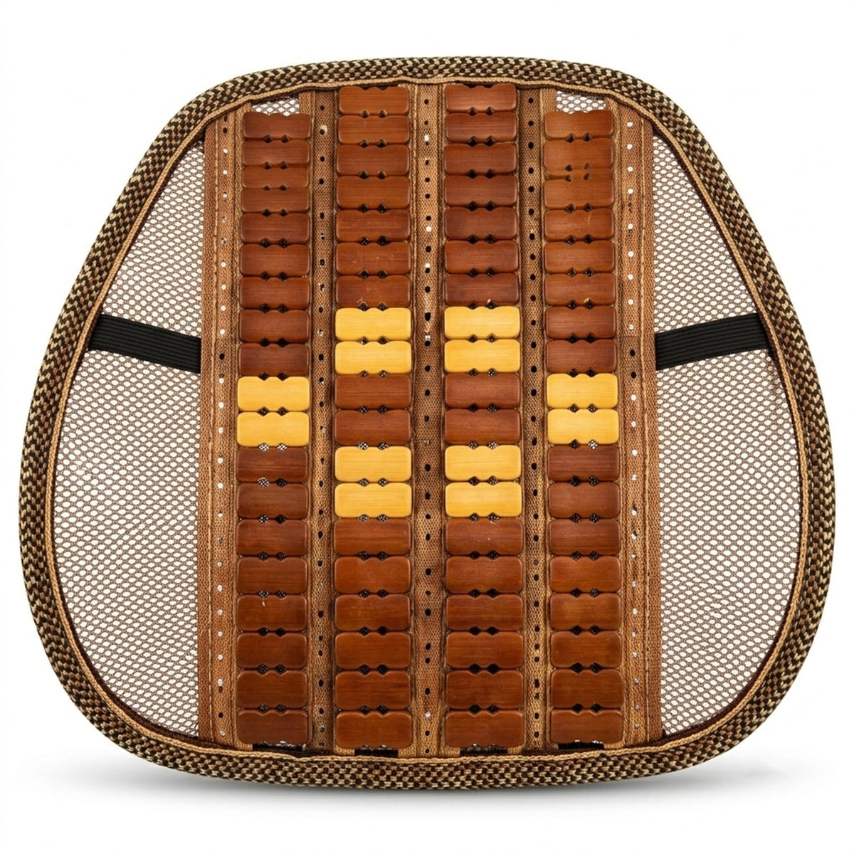 Car Seat Mesh Back Support With Wooden Bead Panel For Office Chairs (1 Pc)