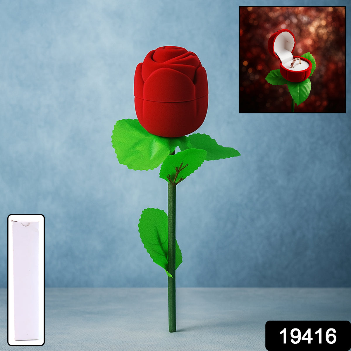 Artificial Rose Flower Shaped Jewelry Ring Box (1 Pc)