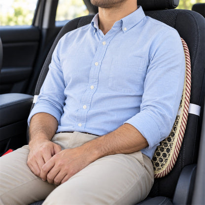 Car Seat Mesh Back Support With Curved Frame  Elastic Strap Backrest (1 Pc)