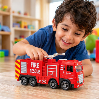 Pullback Fire Rescue Truck Toy With Movable Nozzle For Kids Indoor Play (1 Pc)