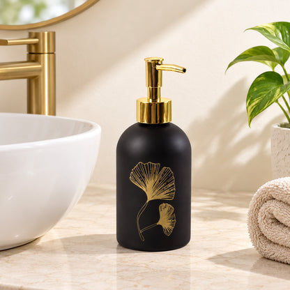 Manual Liquid Soap Dispenser With Leaf Design And Refillable Pump Bottle (1 Pc)