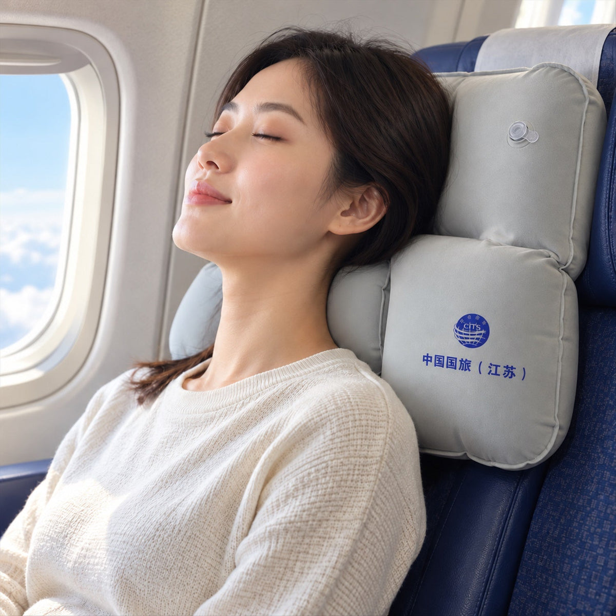 Inflatable Travel Neck Pillow For Flights Train Trips  Seated Rest (1 Pc)