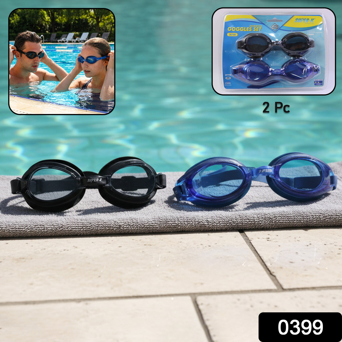 Swimming Goggles Set (2 Pieces Set)