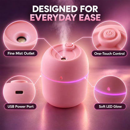 Usb Mini Cool Mist Air Humidifier With Led Night Light  Usb Cable (1 Pc)