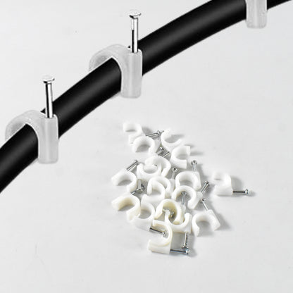 Wire Wall Clips Plastic Cable Clips Round Wire Pins With Steel Nail (20 Pcs Set)