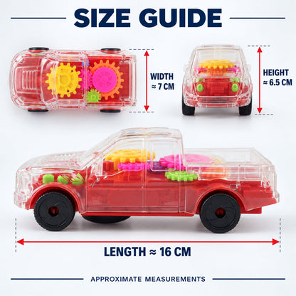 Transparent Gear Toy Car With Lights And Sound For Kids Indoor Play (1 Pc)