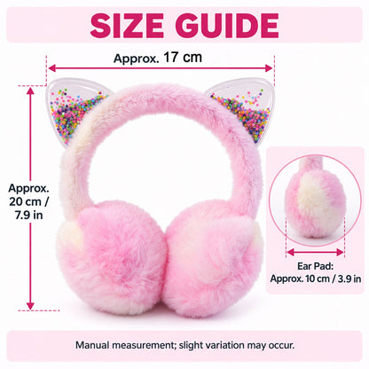 Winter Warm Plush Ear Muffs With Sparkling Cat Ears And Soft Pads (1 Pc)