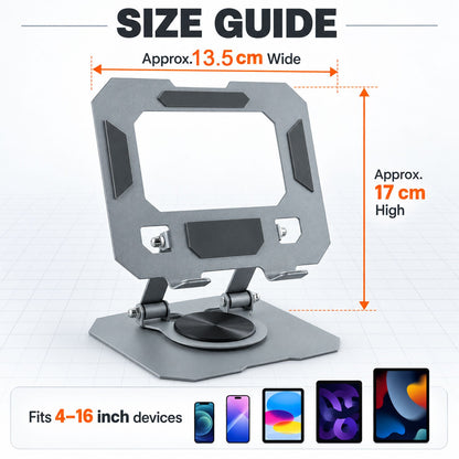 Foldable Metal Phone And Tablet Stand With Rotating Base (1 Pc)