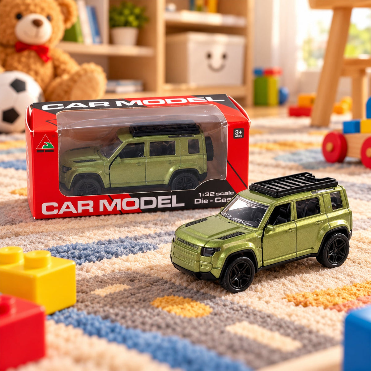 Die Cast Metal Pullback Suv Toy Car With Opening Doors And Roof Rack (1 Pc)