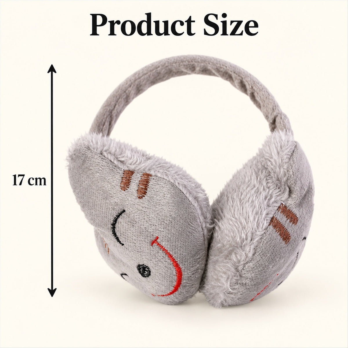 Smiley Plush Winter Warm Ear Muffs For Everyday Cold Weather Wear (1 Pc)
